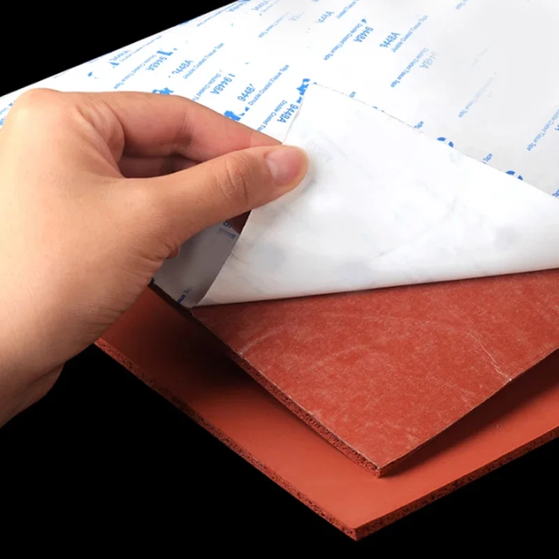 Red Self-adhesive Silicone Sponge Foam Pad Closed Cell Silicon Sponge Sheet High Temps Resist Mat Thick1/2/3/5mm