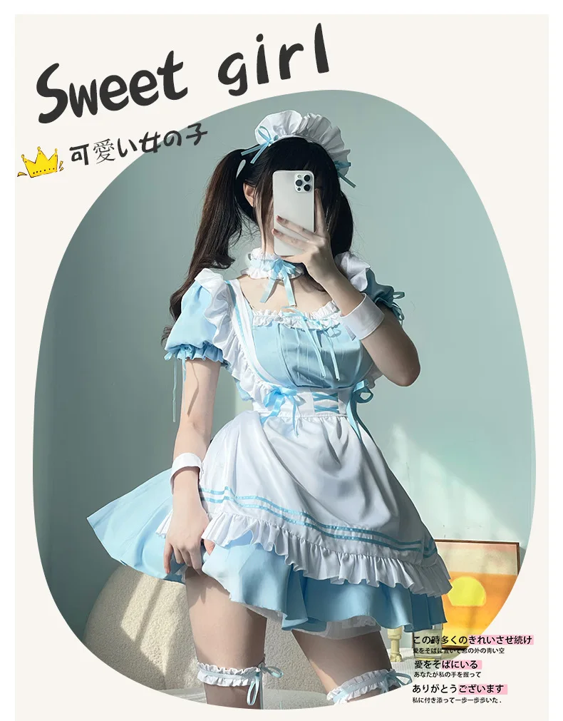 Vestido Lolita azul claro, suave y adorable, estilo princesa japonesa, vestido largo para cosplay.