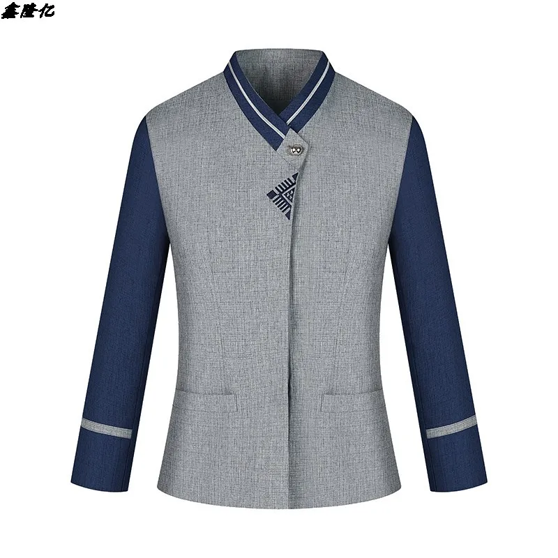 ホテル客室清掃員作業服長袖病院モール不動産清掃員PAMメンズ秋清掃サービスユニフォーム