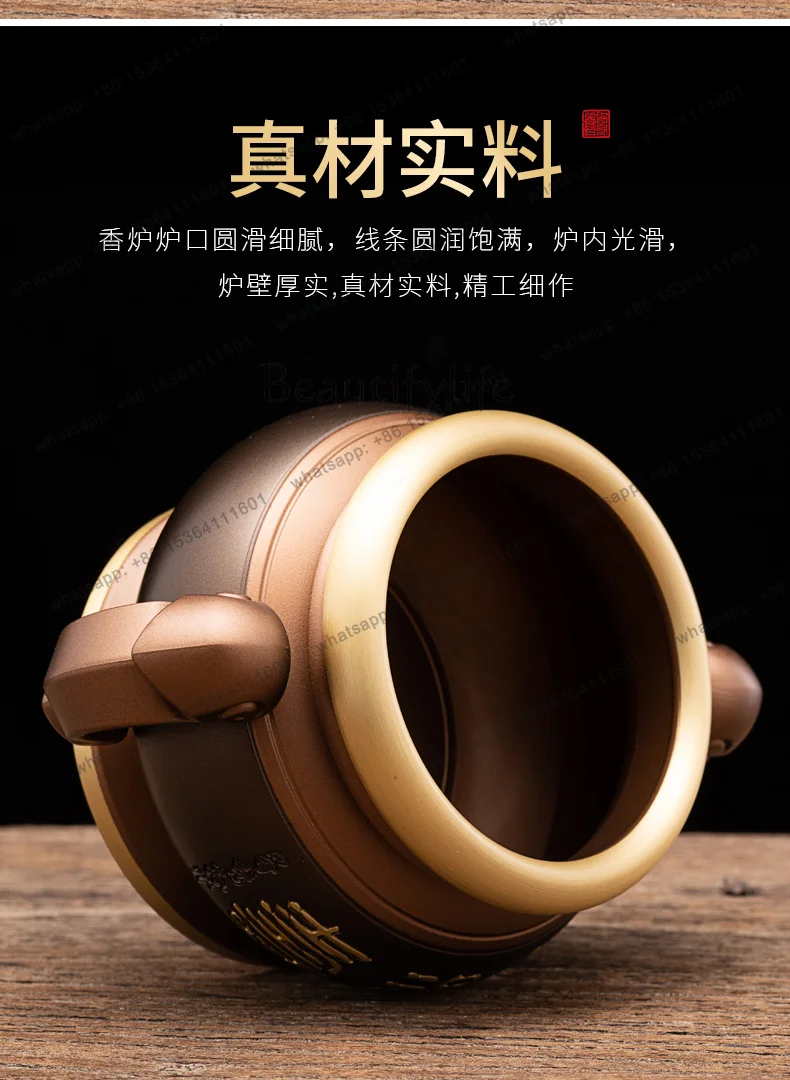 LS   brass supply Daquan set incense burner incense fairy family lamp offering water cup in front of Buddha