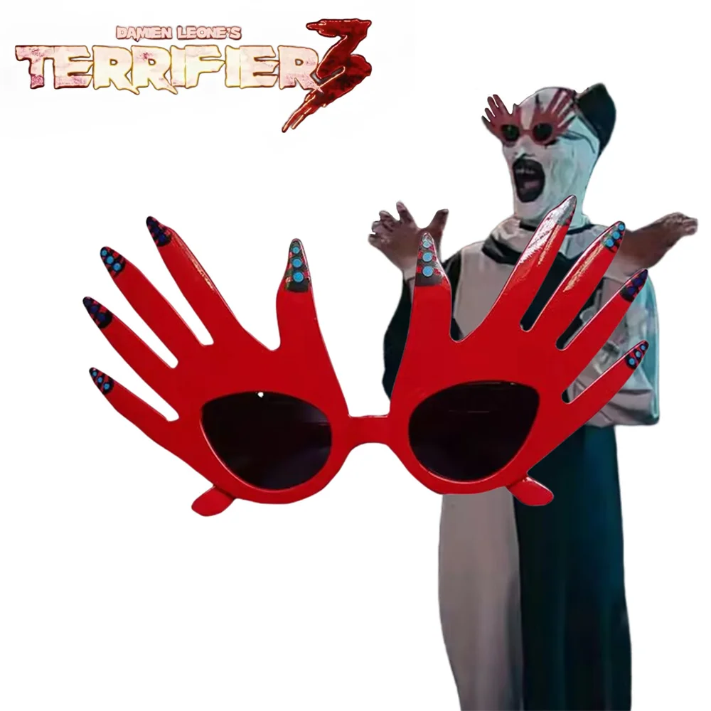 Movie Terrifier Clown Glasses Cosplay Red Hand Sunglasses Plastic Eyewear Adult Unisex Joker Halloween Costume Accessories Props