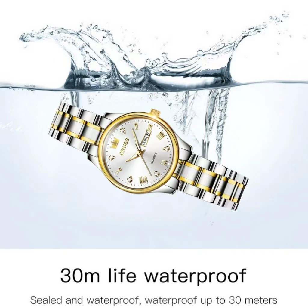 ORUSS Luxury Brand Quartz Watch for Women Stainless Steel Waterproof Ladies Wristwatch Fashion Diamond Dial Women's Watch New In
