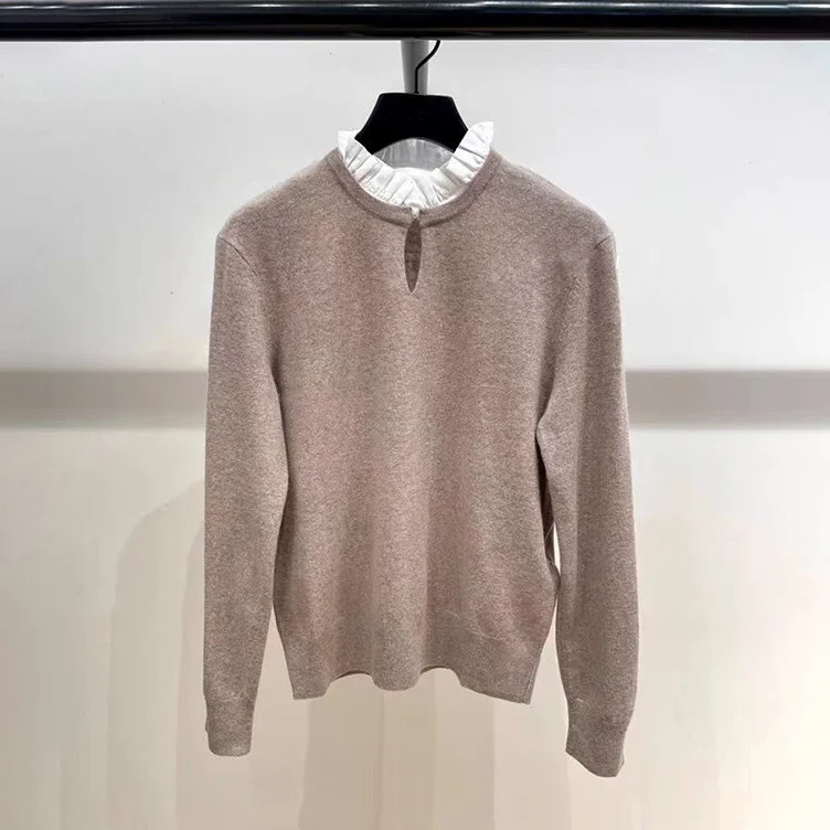 Ele الخريف الشتاء المرأة محبوك سترة طويلة Sve ort طول Faionable الحلو Sle