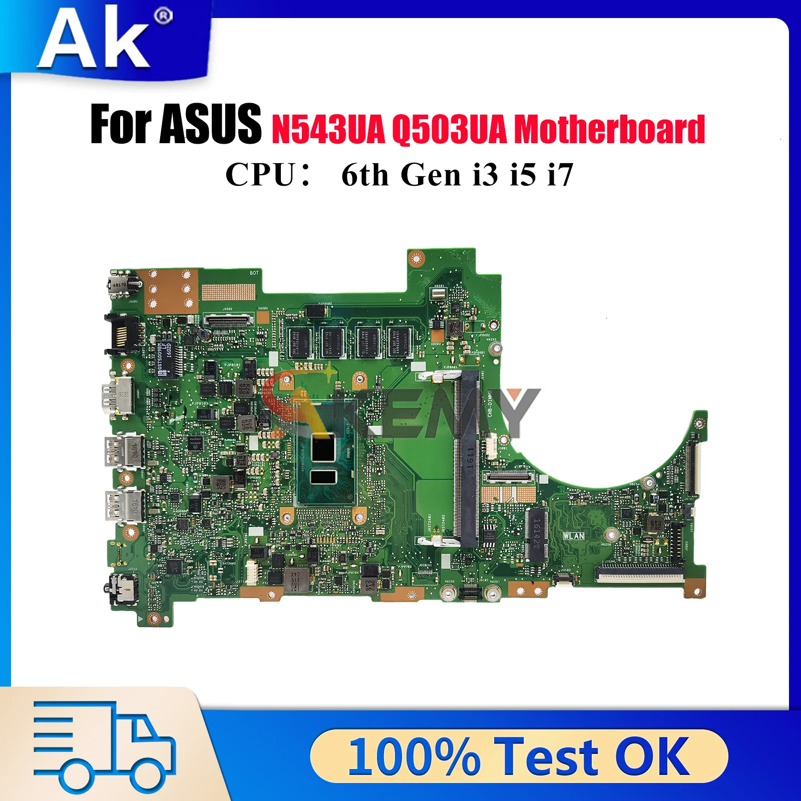 

Q503UA Материнская плата для ноутбука ASUS VivoBook Q503UA N543UA Q503U Материнская плата для ноутбука с процессором i3 i5 i7 100% тест ОК быстрая доставка