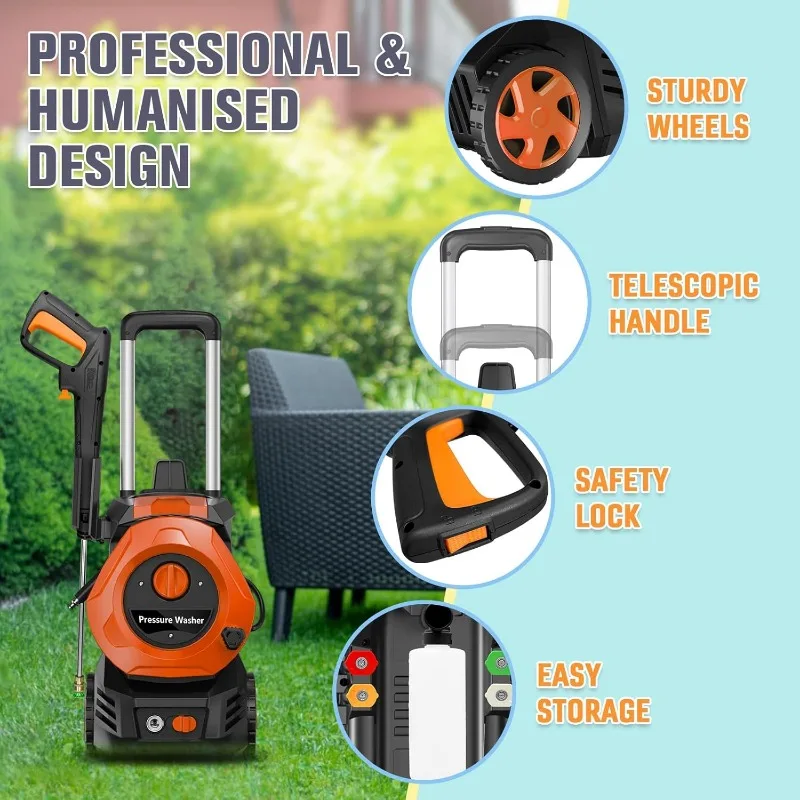 Electric Power Washer 4200PSI 2.5 GPM Pressure Washer with 25 Ft Hose, 4 Quick Connect Nozzles Power Washers Electric