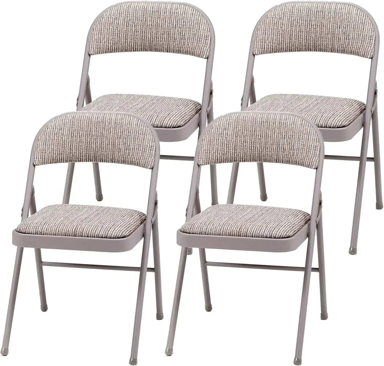 Sudden Comfort Deluxe Portable Metal Fabric Padded Folding Chair for Home, & Office Use with Contoured Backrest, Gray (4 Packs)