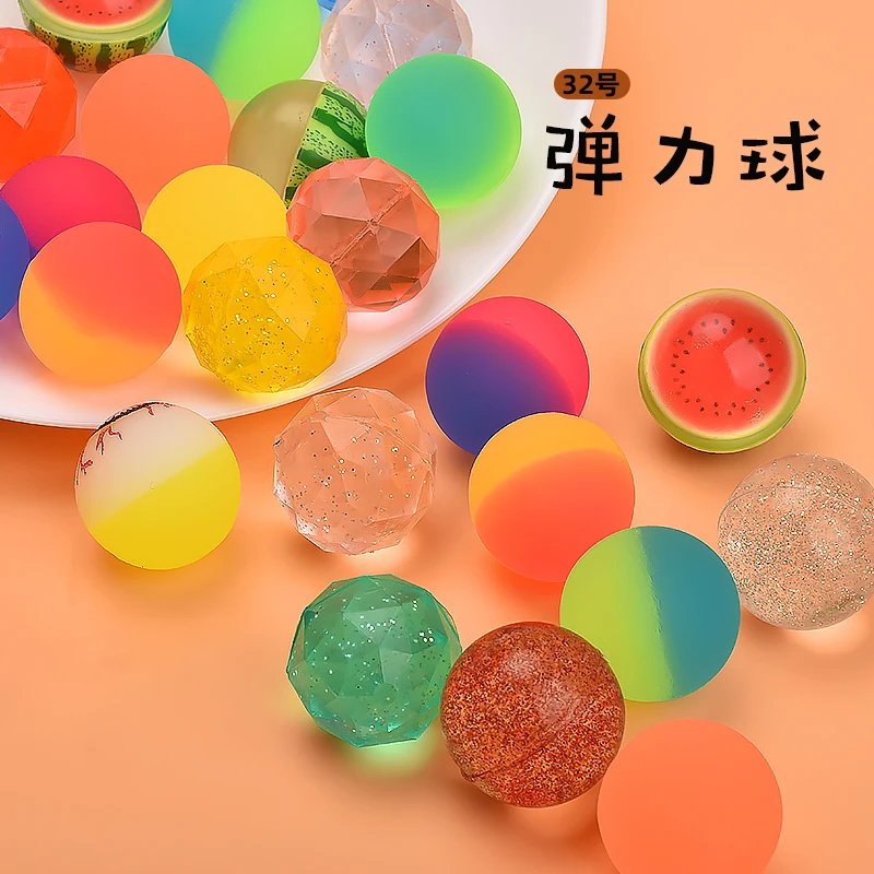 10pcs 30mm 32 Bouncy Ball ของเล่นเด็ก Ball Dollar Twister MINI Bouncy Ball ยางเด็กของขวัญวันเกิด