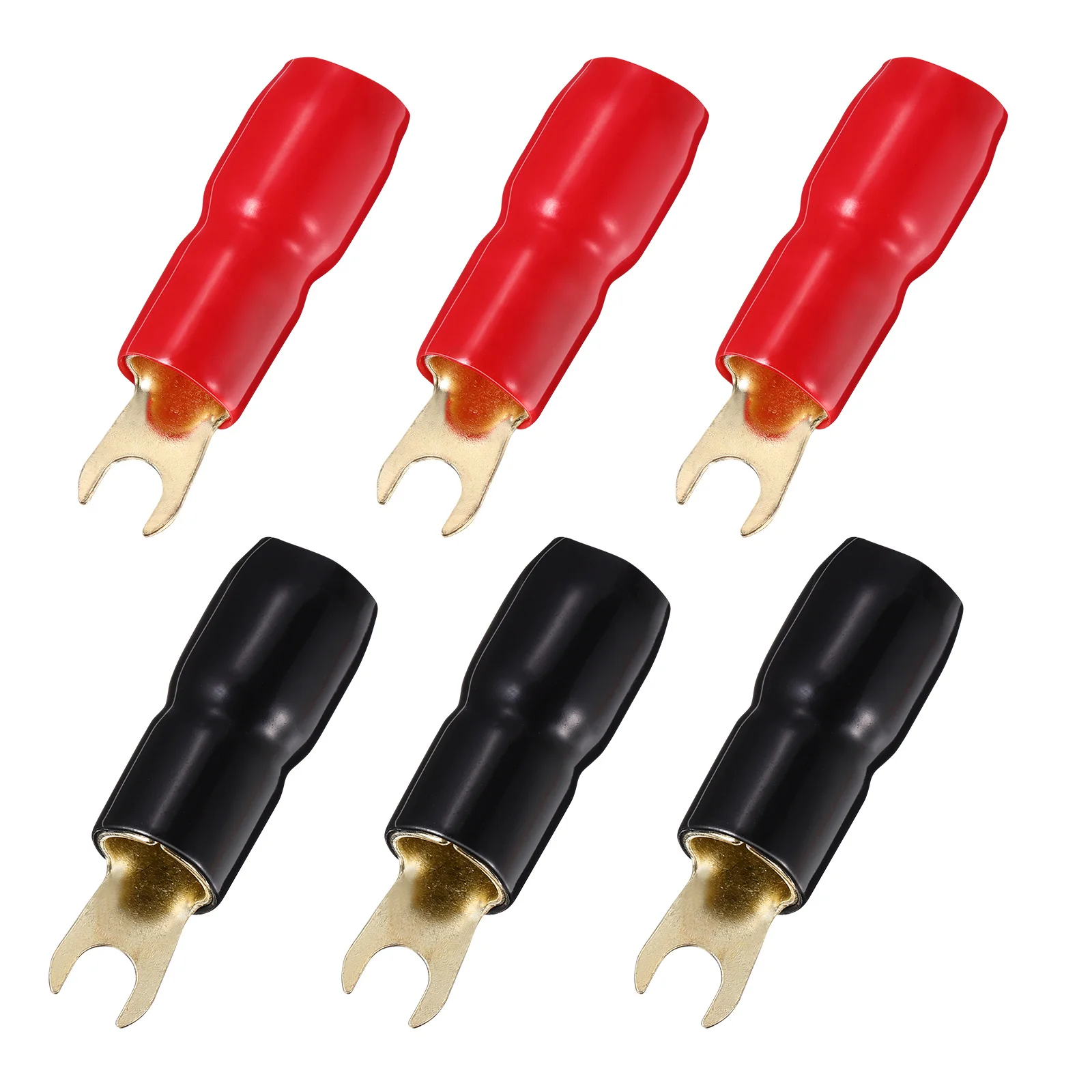 

10Pairs Speaker Wire Connector Crimp Terminal Copper Spade Fork Adapter Red Black for Audio Power Flow 4ga Terminal Connector