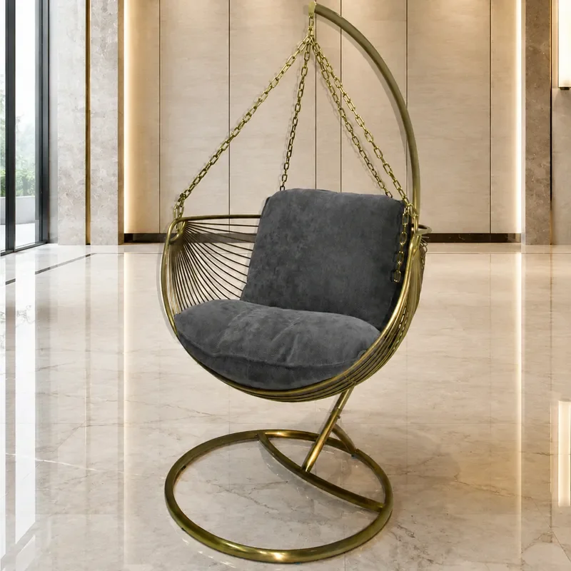 2026 New Hanging Chair Outdoor Swing Balcony Indoor Hanging Basket Stainless Steel Light Luxury Garden Cradle Chair