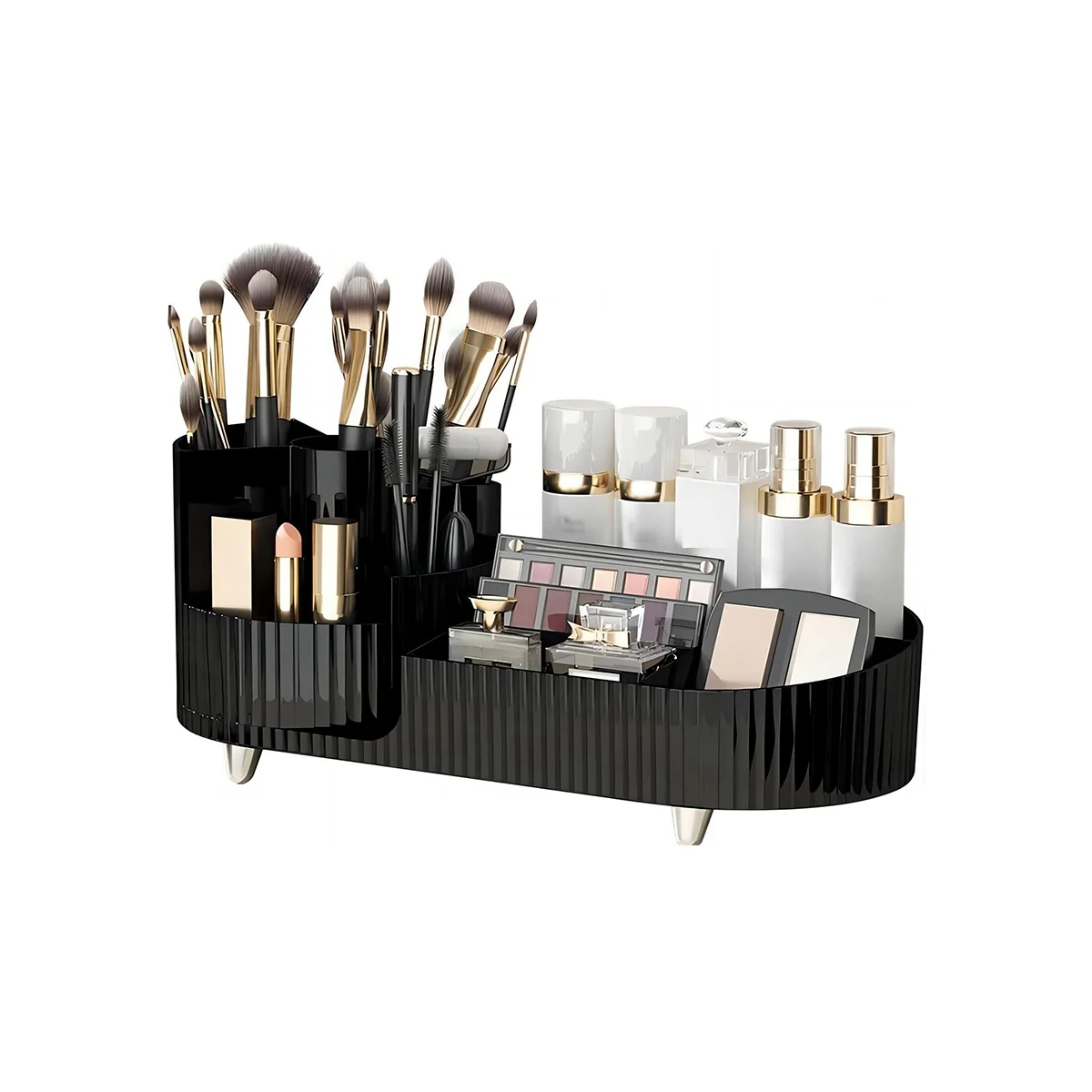 

Rotating Makeup Organizer for Vanity Cosmetics Organizer for Storage Makeup Brush Holder Skincare Organizers,Black