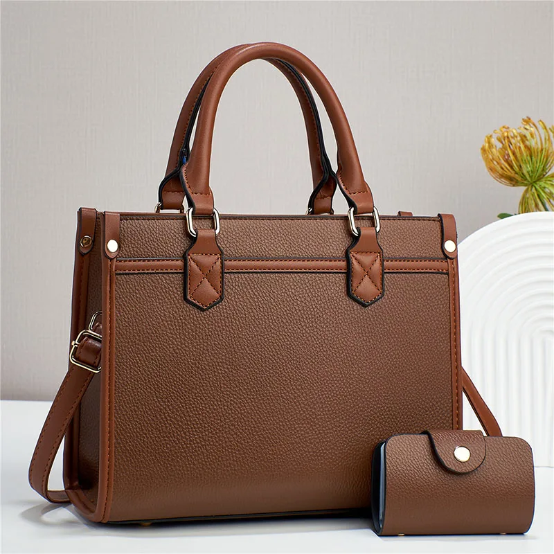 

2pc a set Women's Large Capacity Shoulder Bags Fashion Zipper Crossbody Bag With Removable Strap Boston Handbag bolasa