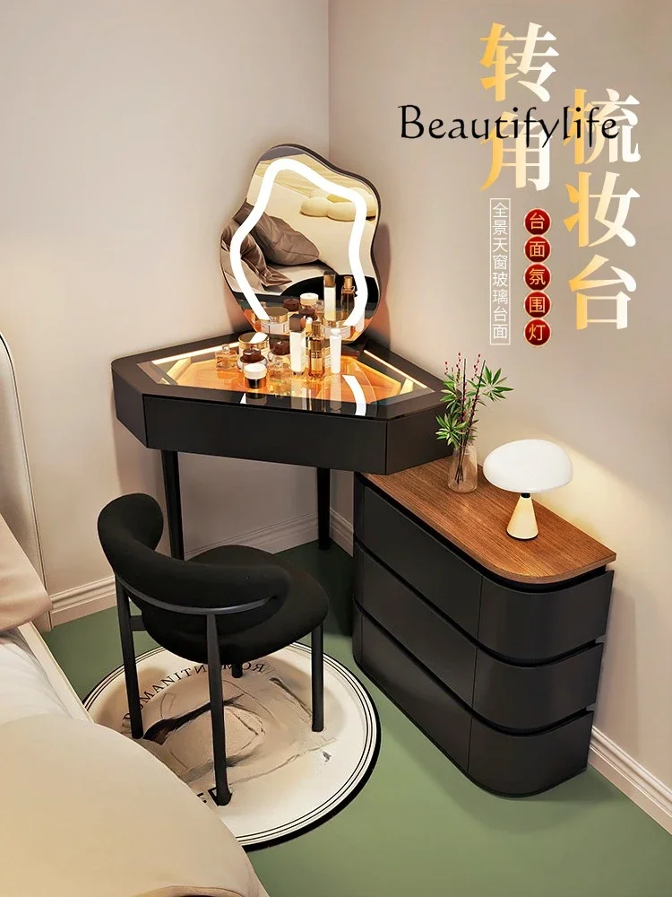 

New corner dresser solid wood small apartment corner chest integrated bedroom corner triangle makeup table