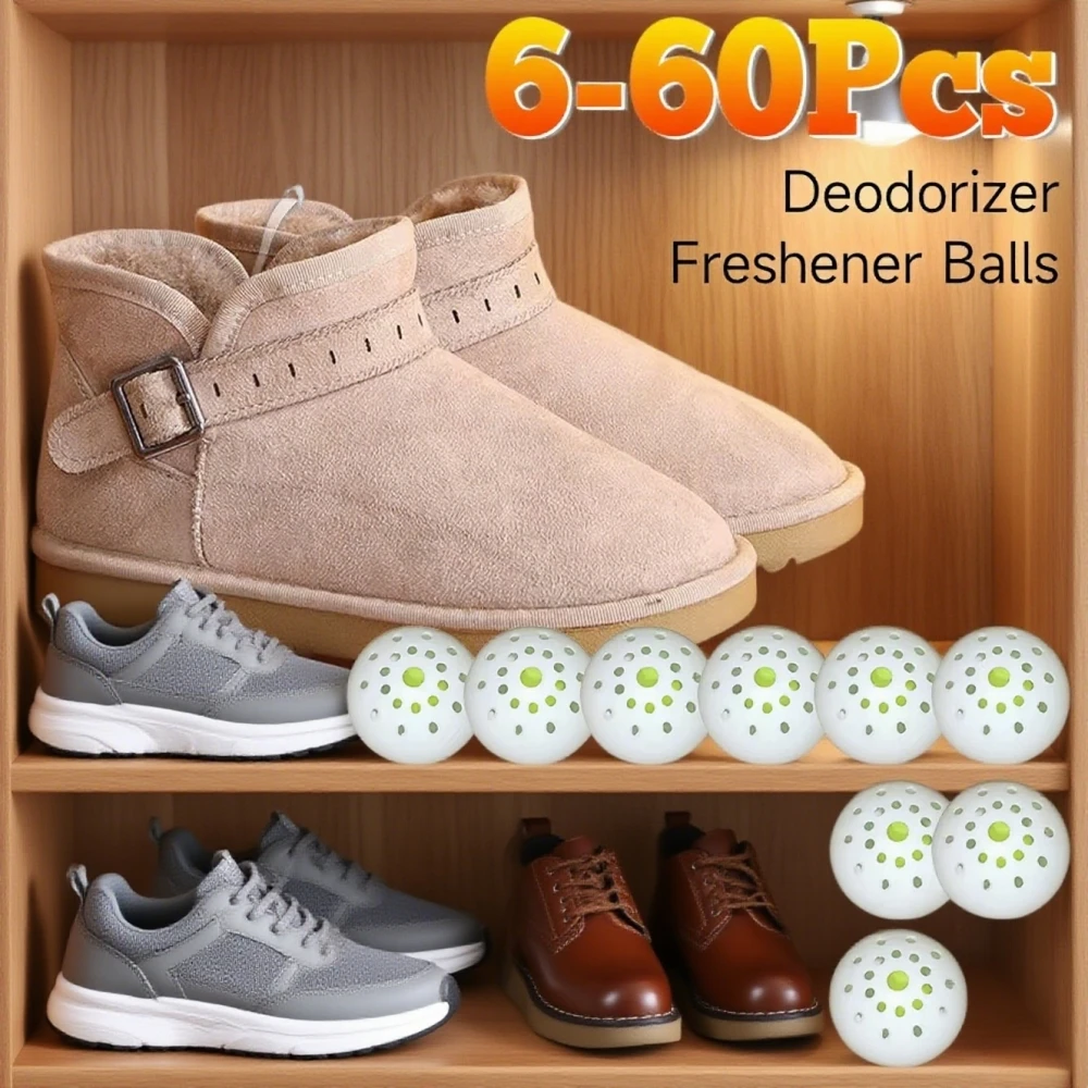 6-60Pcs Deodorizer Freshener Balls Sneaker Deodorizer Ball Long Lasting Odor for Sneakers Gym Bags Lockers Car 3cm