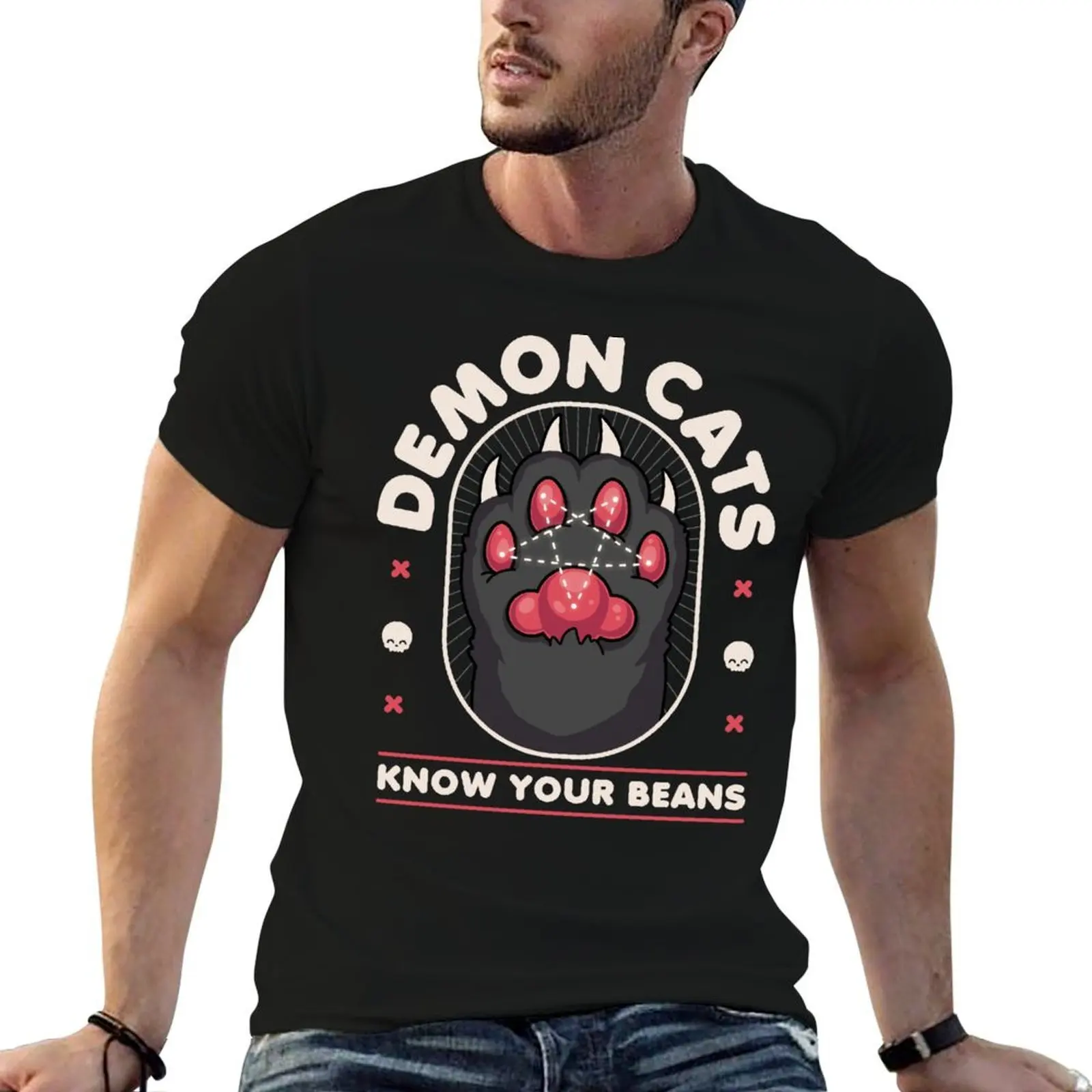 Demon Cats Know Your Beans - Kawaii Krypt T-Shirt funny t shirts dark humor t shirts for man pack cotton T-Shirt