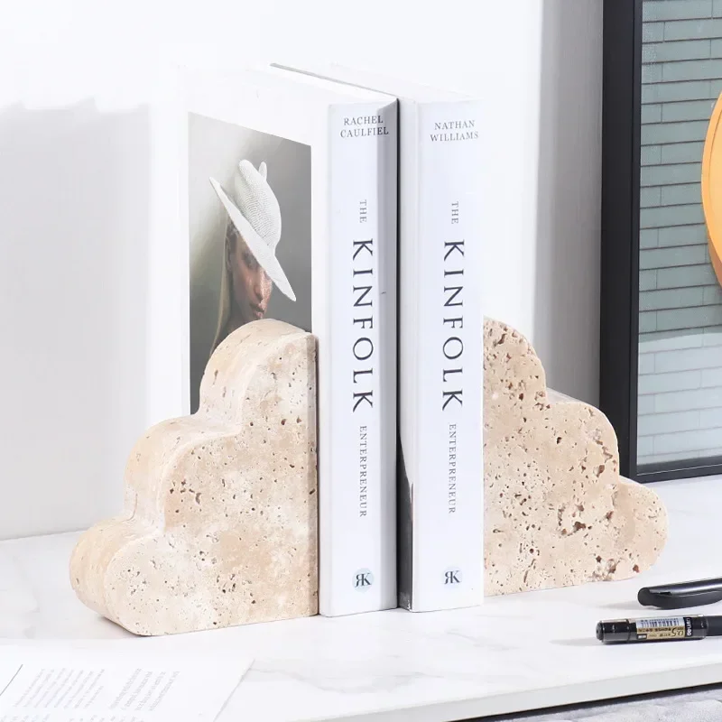 Creative Home Living Room Desktop Natural Marble Cloud Shaped Yellow Cave Stone Bookstore Bookstand Decoration