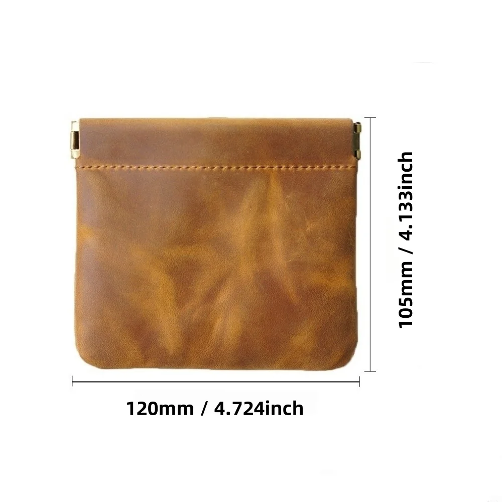 The top layer wild horse leather storage bag is convenient for carrying small leather wallets and change storage.