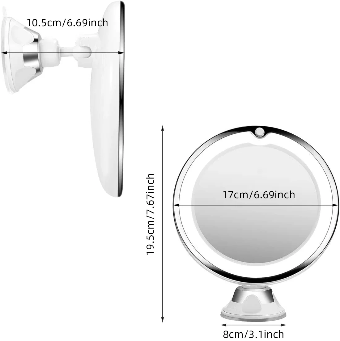 Miroir cosmétique 4.2 par LED rotatif à 360 °, miroir cosmétique à écran tactile 10X, miroir de commode portable aste par USB