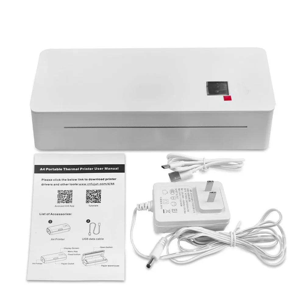 Portable Mini A4 Thermal Printer Wireless Inkless A4 Printer Mobile USB/BT Portable Thermal Printer