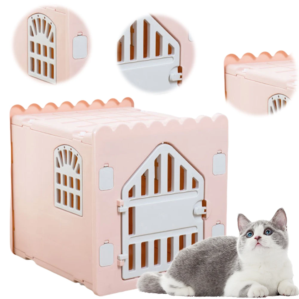 

Пластиковый складной уличный/домашний вольер для бездомовых кошек, водонепроницаемый, с дверцей для выхода