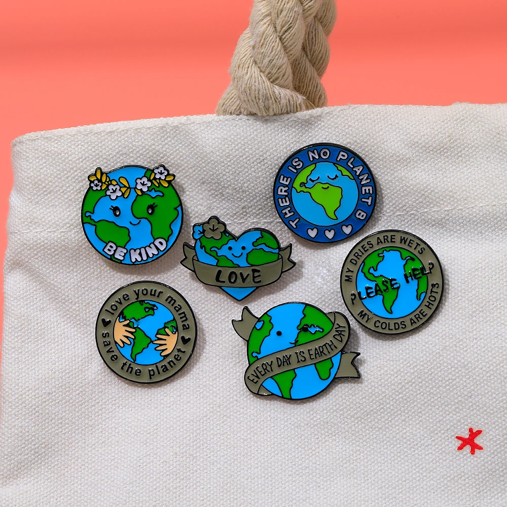 Protecting the Earth Enamel Pins Environmental Themed Brooches Bag Backpack Coat Blouse Jewelry Accessories Wholesale