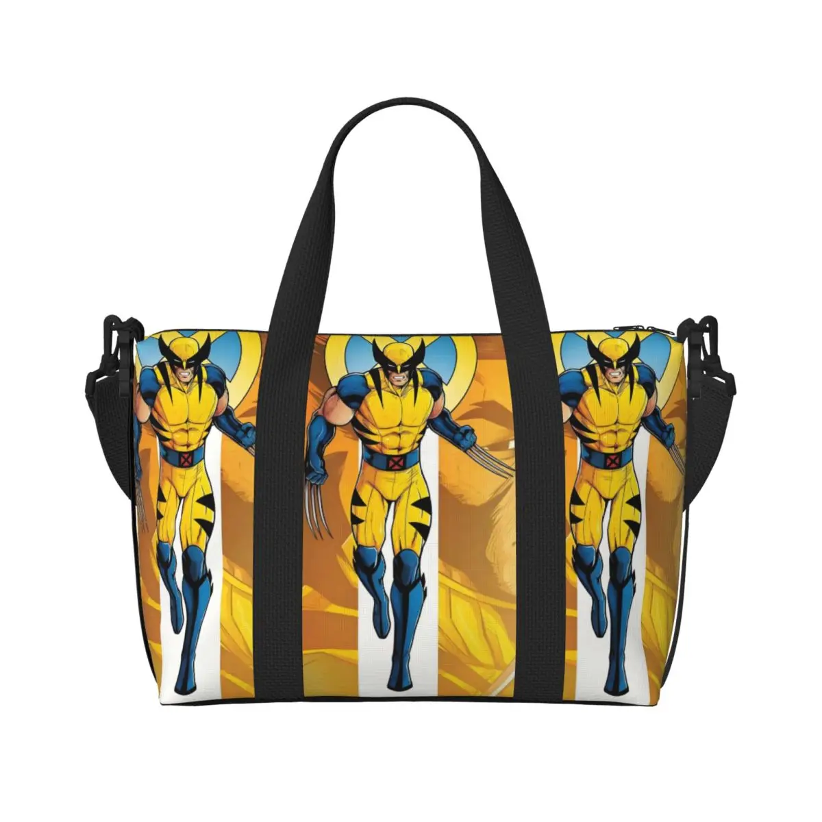 

Custom Wolverine Beach Tote Bag Women Comics Large Compartment Gym Beach Travel Bags