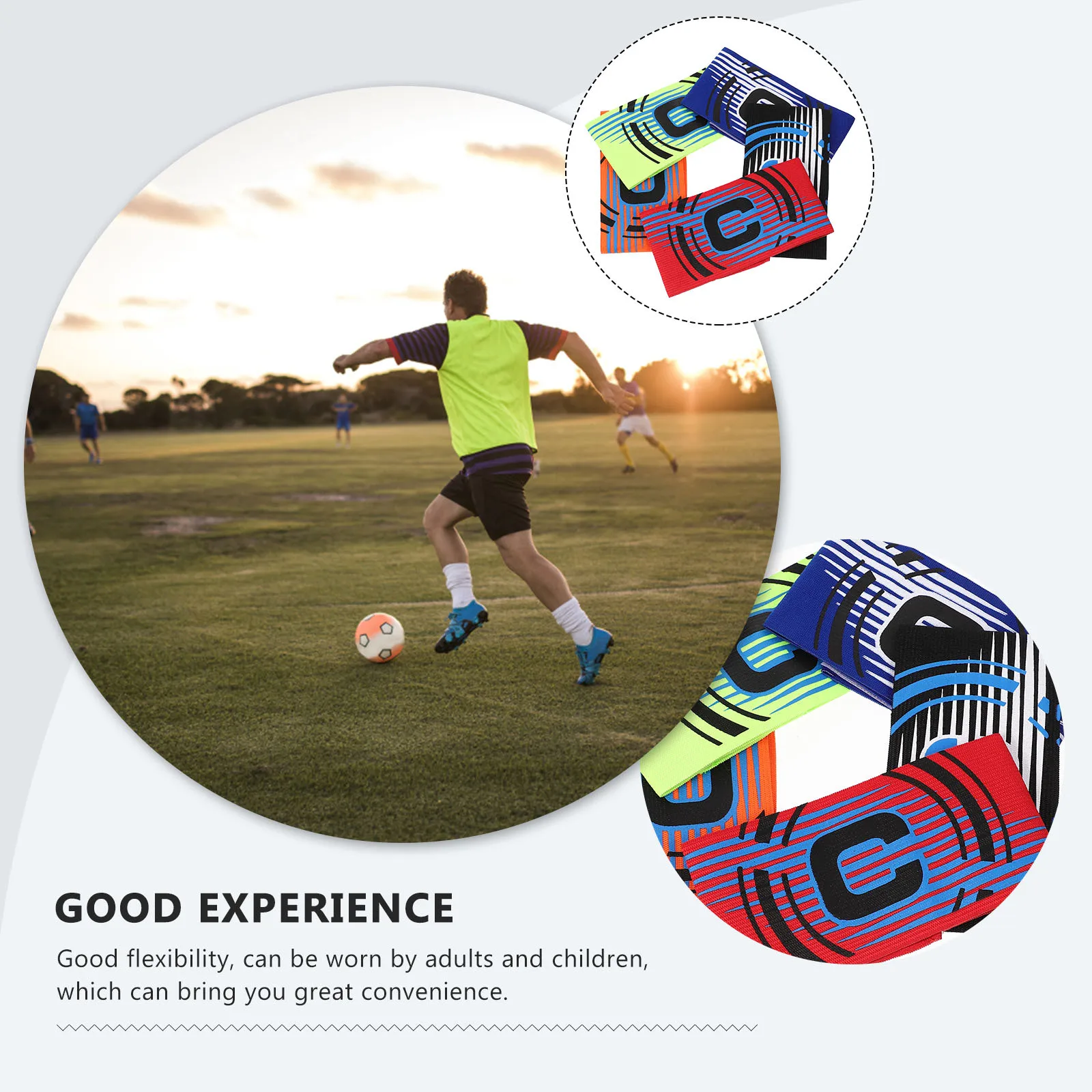 

5Pcs Football Captain Armband High-Grade Polyester Adjustable Bright Color Sports Leader Band for Soccer Rugby