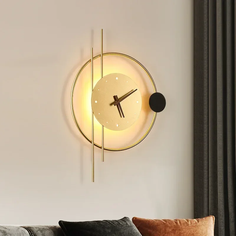 Modern LED Wall Lamp Clock Sconce for Bedroom Bedside Living Dining Room Aisle Porch Corridor Home Decor Lighting Fixture Luster