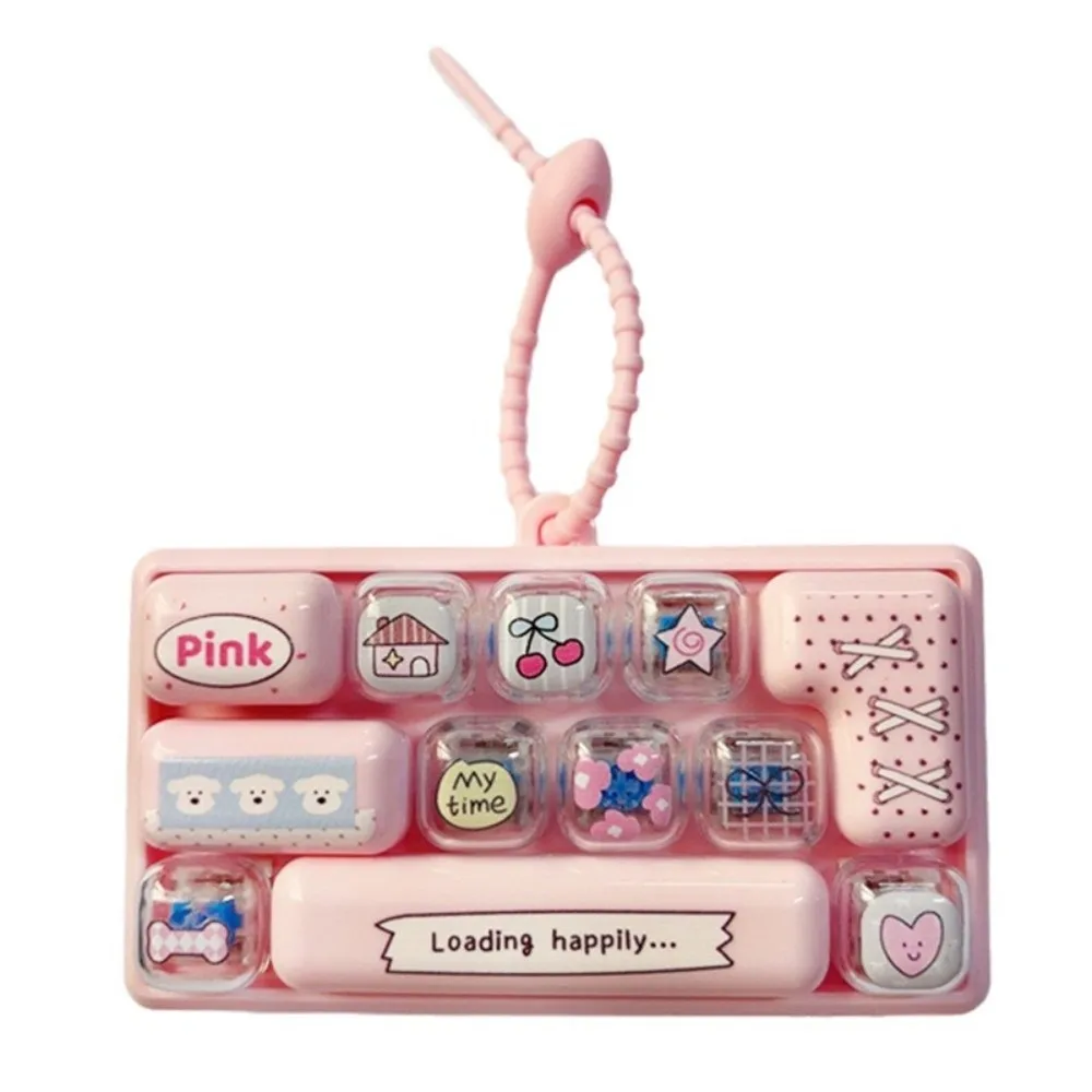 Creative 12 Keys Mechanical Keyboard Toy Cartoon Luminous Keycap Clicker Toy Hanging Gift Toy Bag Pendant Bag Charm