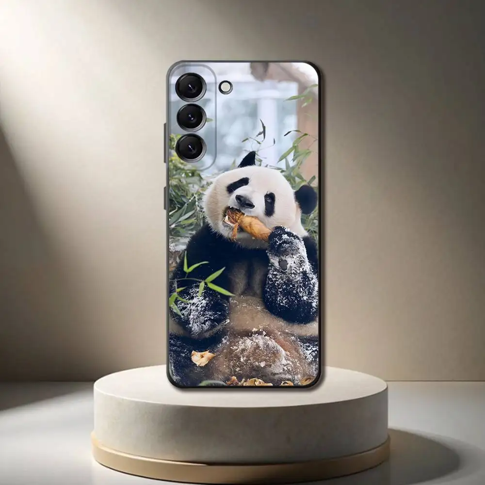 حافظة هاتف F-Fubao Panda لهاتف سامسونج جالاكسي A 73,72,51,53,52,71,22,5G,Note,J7,8,9 غطاء أسود ناعم