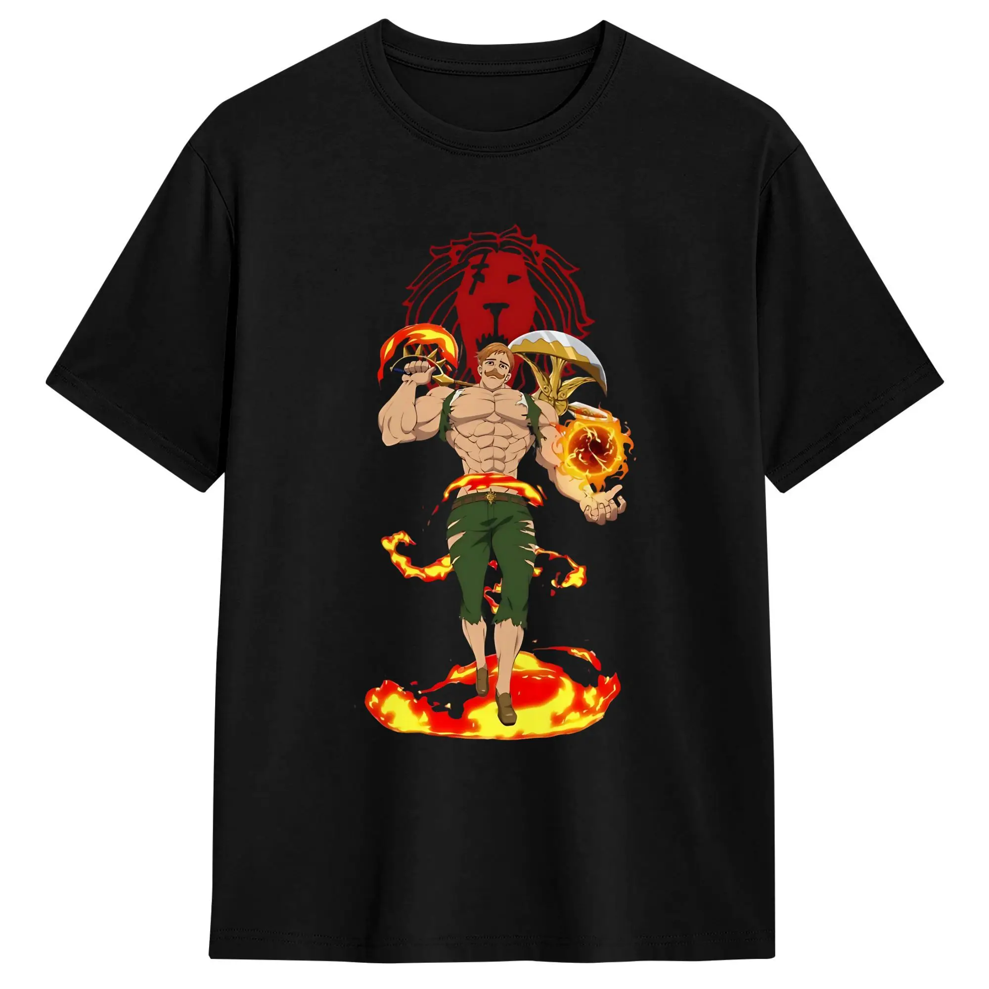 Anime Escanor Stronger Man Pure Cotton T Shirt Summer  Streetwear T-Shirts O Neck Hip Hop Tee Shirt Plus Size Printed Tops