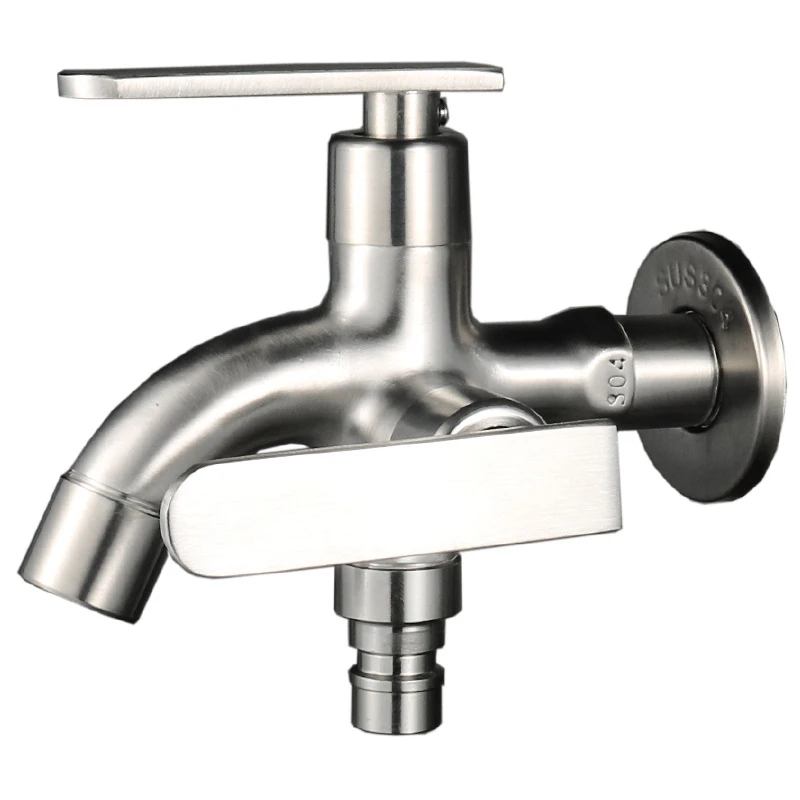 1PC 304 Stainless Steel Double Duo Outlet Garden Outdoor Bibcock Valve Faucet G1/2\