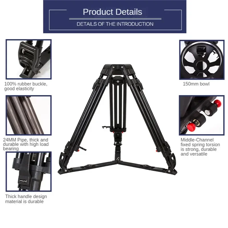 JIEPAI JP-2415T JP-2415L Professional Carbon fiber Video Camera Tripod / Aluminum Tripod 150MM Bowl 24MM Pipe with Portable Bag