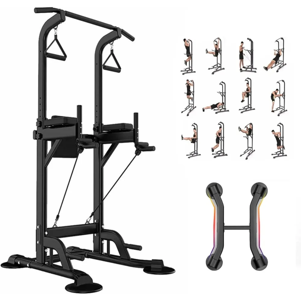 Power Tower Dip Station Pull Up Bar Exercise Tower Adjustable Pull Up Station Pull Up Tower Bar for Home Gym Multi-Function