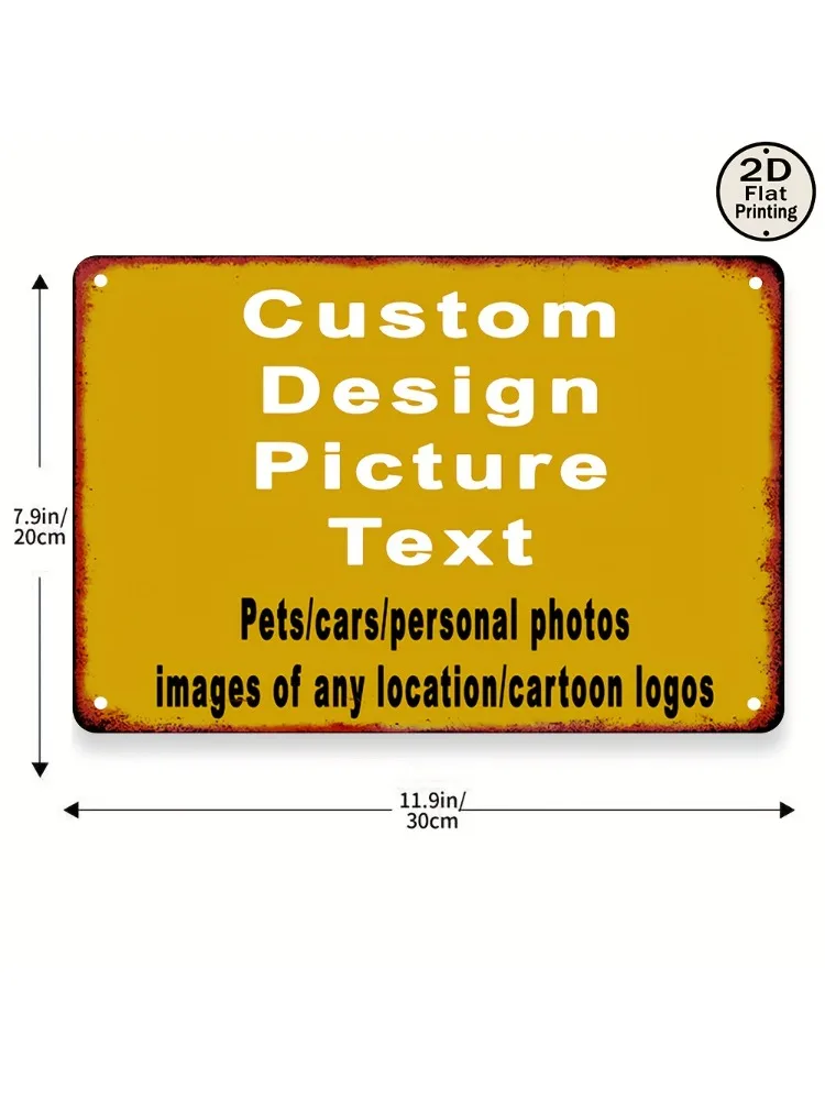 1PC Custom Photo Text 2D Iron Sheet Painting - Personalized Metal Tin Sign for Home, Bar, Garage, DIY Wall Art Decor - view 3