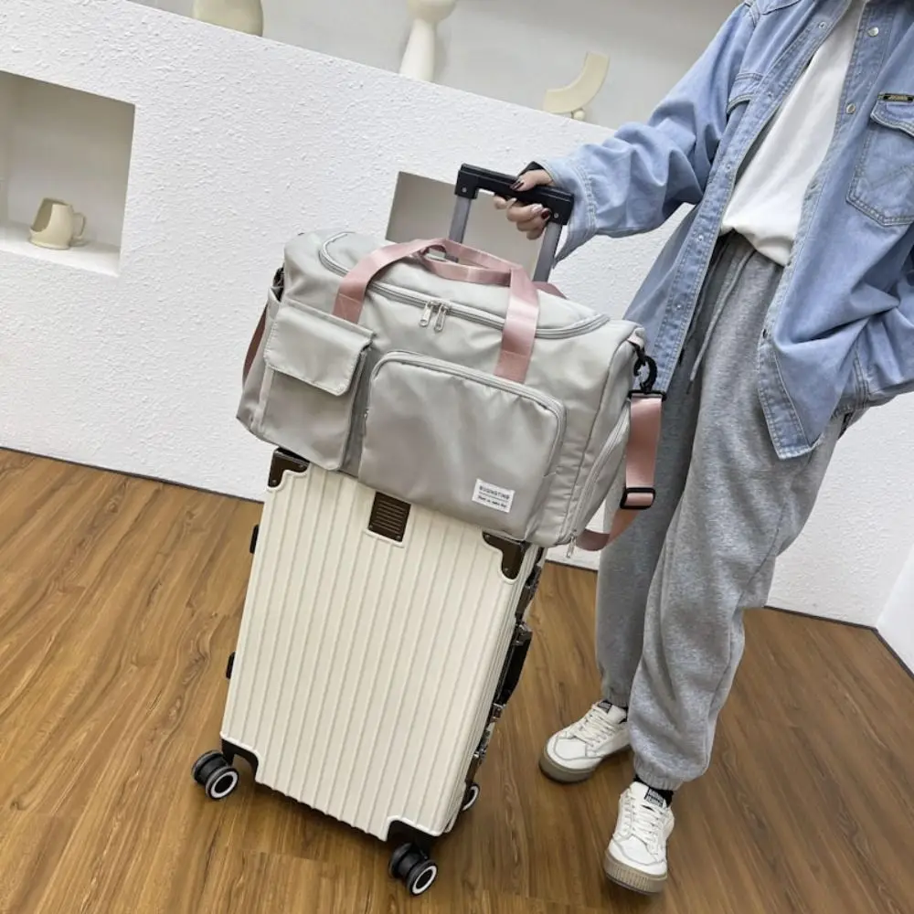 Oxford Travel Luggage Bag Sturdy Short Distance Nylon Duffle Bag Multi Layered Foldable Large Capacity Handbag Ladies