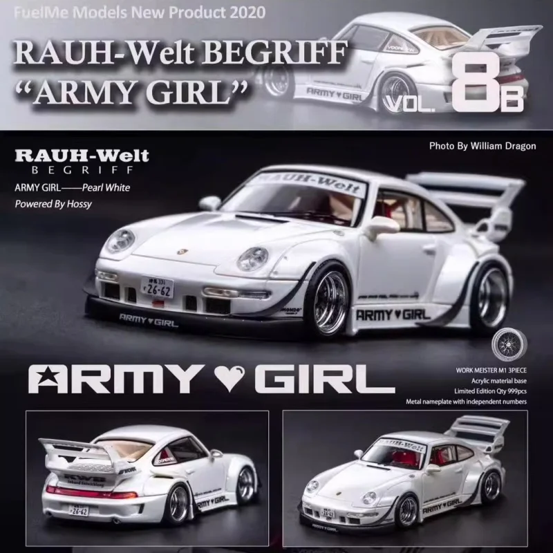 1:64 RWB 993 army girl resin miniature simulation car model, adult decoration, boy toy, children's holiday birthday gift