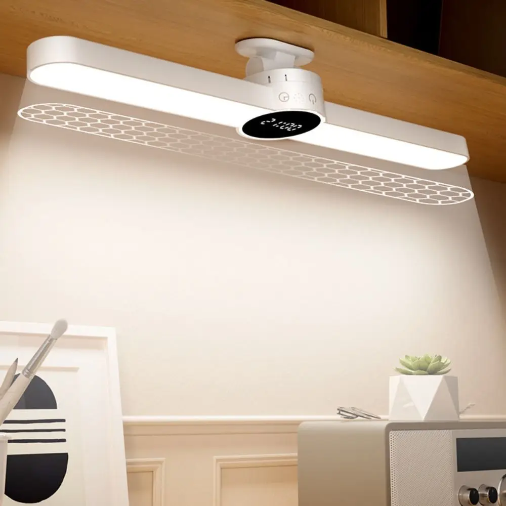 

USB-перезаряжаемая настольная лампа с плавной регулировкой яркости, магнитным креплением, светодиодная, для защиты глаз, с цифровыми часами, зарядная лампа для гардероба