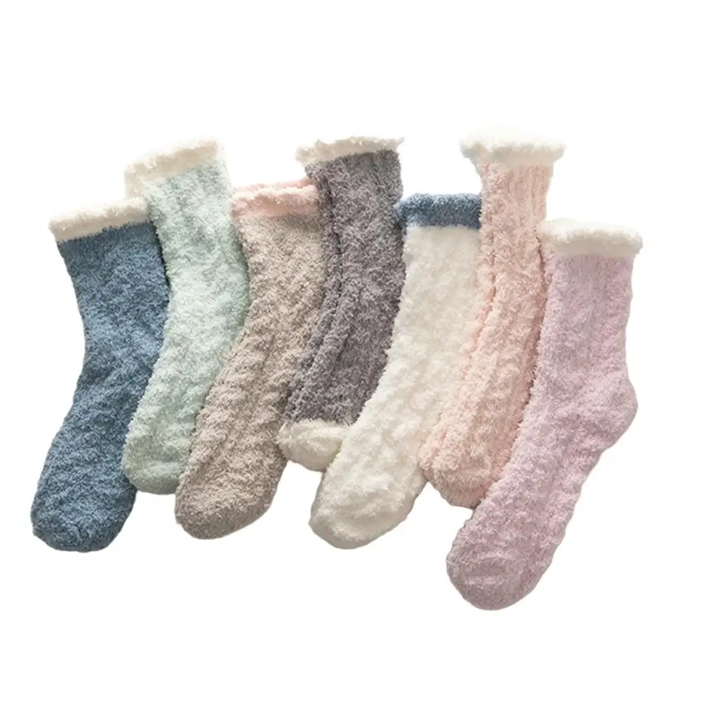5-paar verdikte koraalfleece sokken voor dames, medium mouw, comfort en warmte, wintersokken, vloersokken