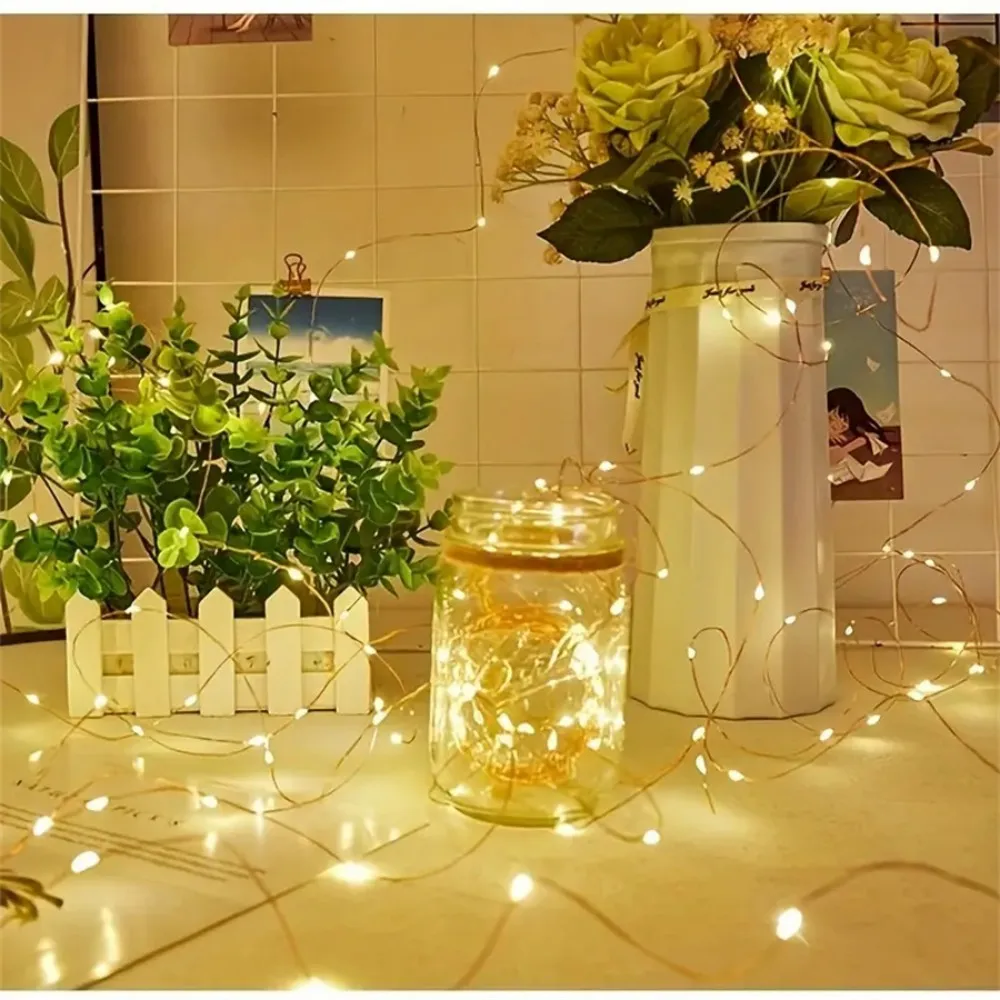 2/6PC 2M20LED Copper Wire Fairy Light, Battery Box Copper Wire Light String, No Battery, Indoor Festival Party Decoration Light