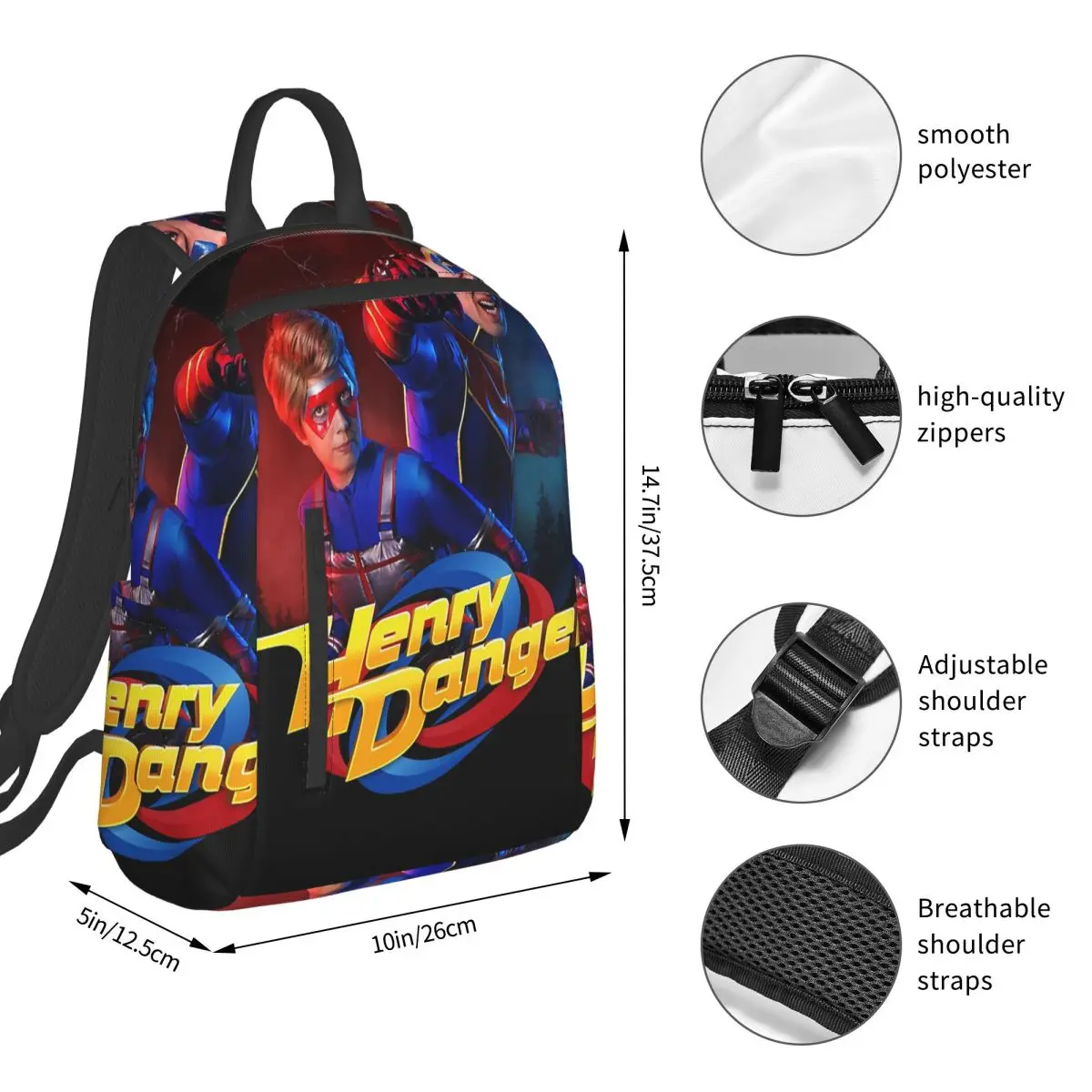 Henry Danger Romanticism Unisex Fuseli Backpack Student BookBag Boys Girls School Bag Computer Shoulder Bags Men Women