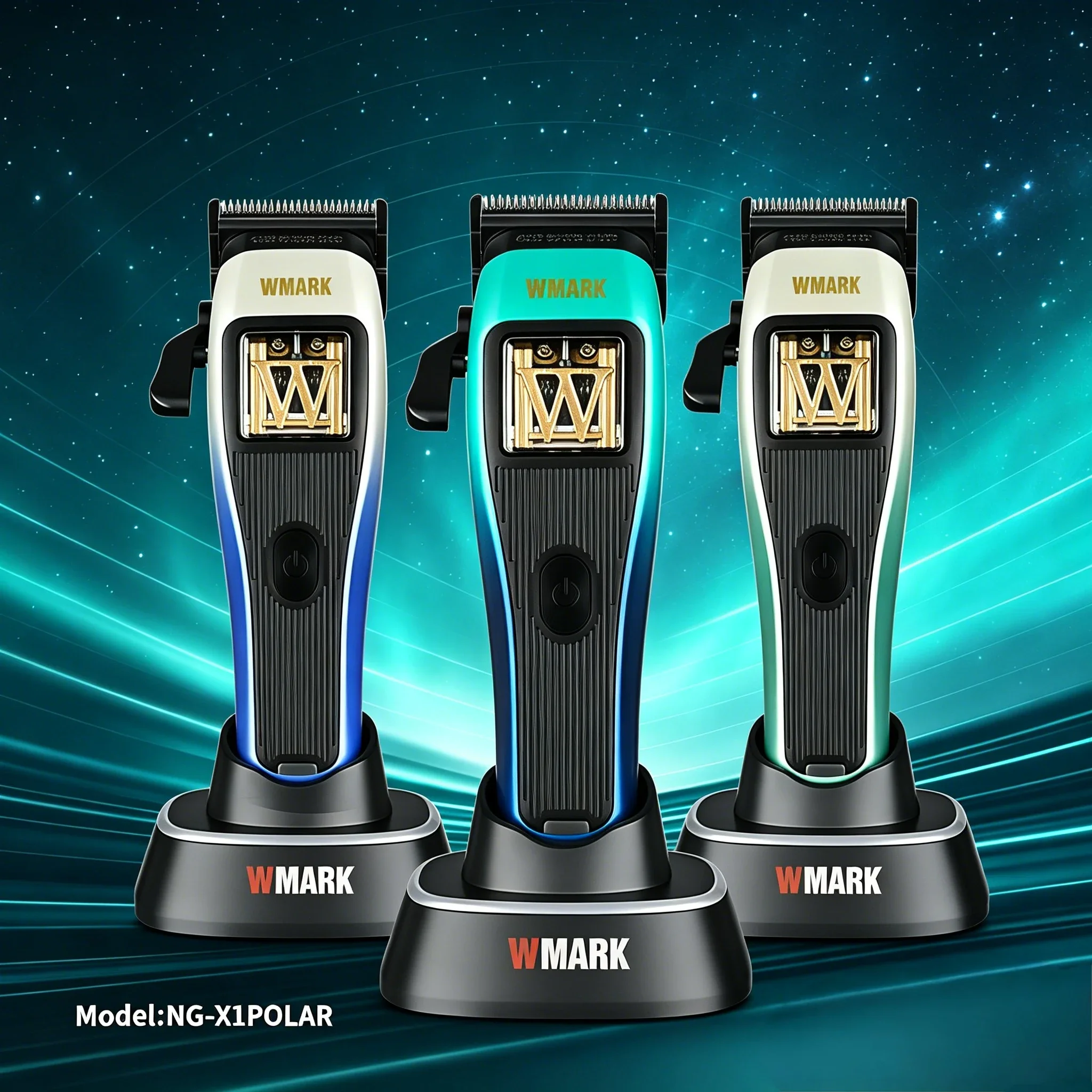 WMARK NG-X1 POLAR Men Hair Clipper 10000RPM Magnetic Motor DLC Blade Dual Power Type-C Charge Base 150min Runtime for Salon&Home