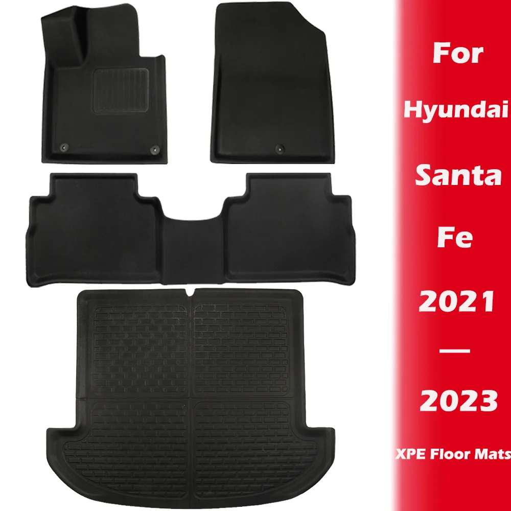 All Weather Floor Mats & Trunk Mat for Hyundai Santa Fe 2021-2023,XPE Waterproof Heavy Duty Odorless Anti-Slip Accessories Mats