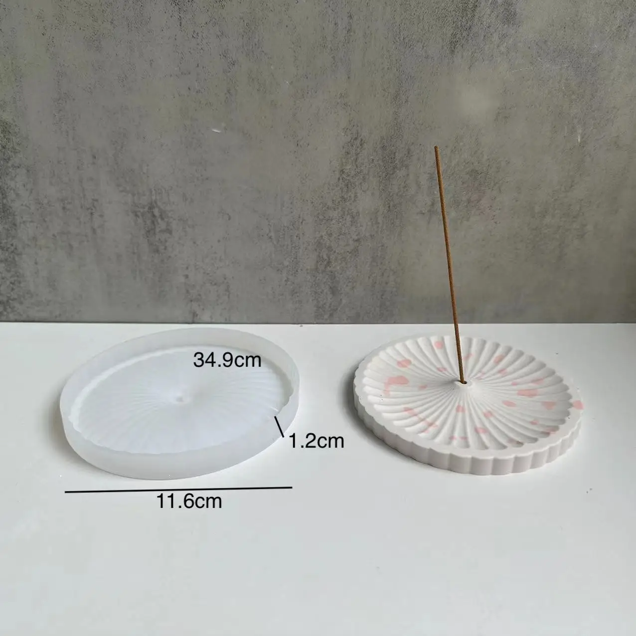 라운드 패턴 실리콘 몰드 수제 DIY 인센스 삽입 트레이 몰드, 요가 시멘트 석고 인센스 홀더 트레이, 홈 데코