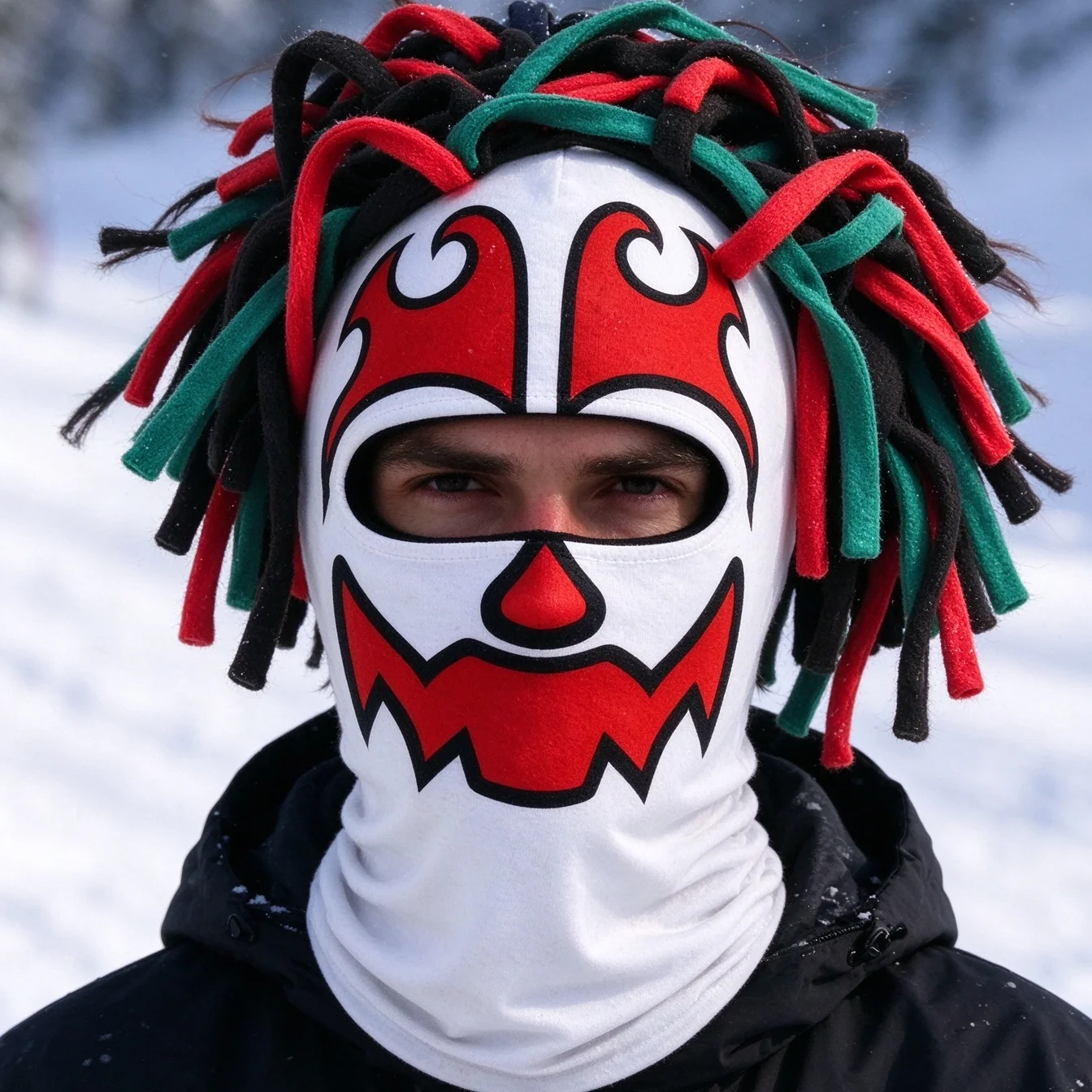 New style， featuring colorful curly hair design, hip-hop dance step ski mask, full face covering for Halloween makeup
