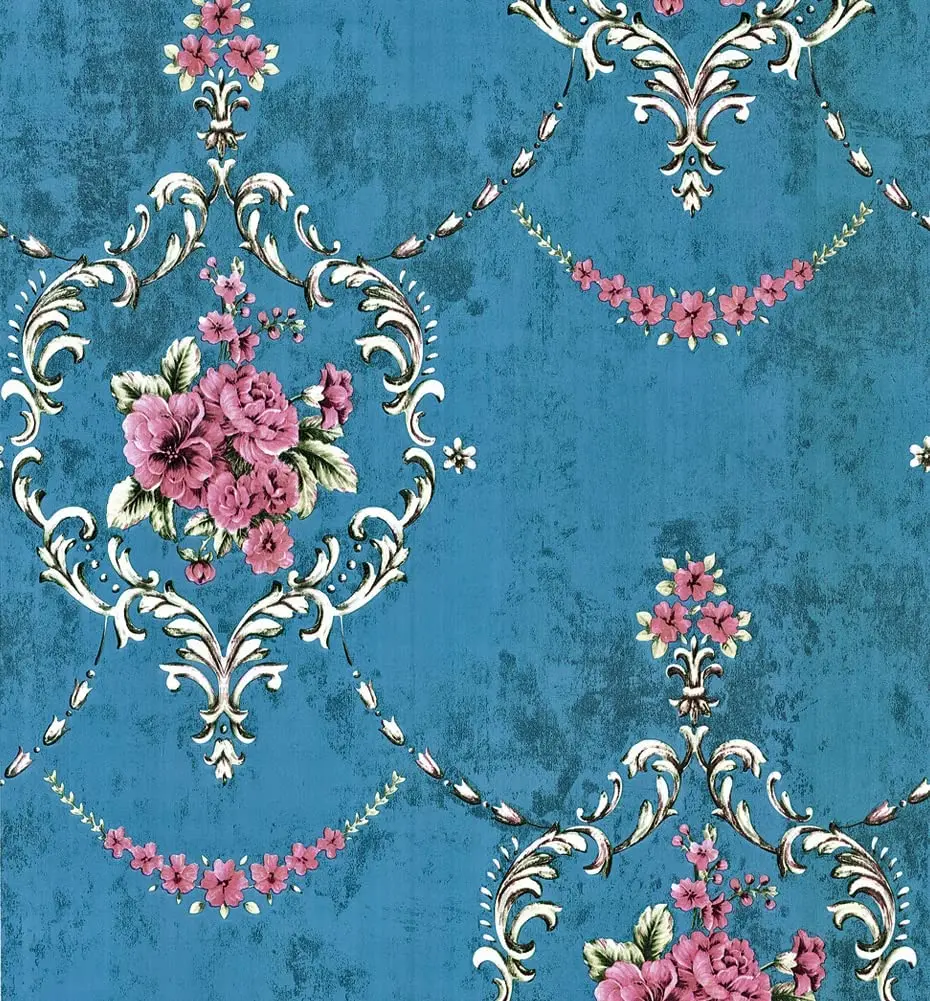 Damast-Tapete zum Abziehen und Aufkleben, Retro-Blumenmuster, selbstklebende Tapete, Vinyl, abnehmbares Kontaktpapier für Wohnzimmer, Schrank, Heimwerker