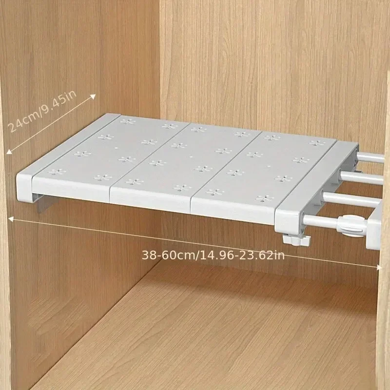 White Expandable Divider for Wardrobe Kitchen & Bathroom Punch-Free Retractable Multi-Layer Storage Organizer for 4