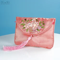 Small Silk Pouches Change Purse Coin Pocket Zipper Pouch Little Zip bag Jewelry Purse Gift Bag Satin Magnetic buckle