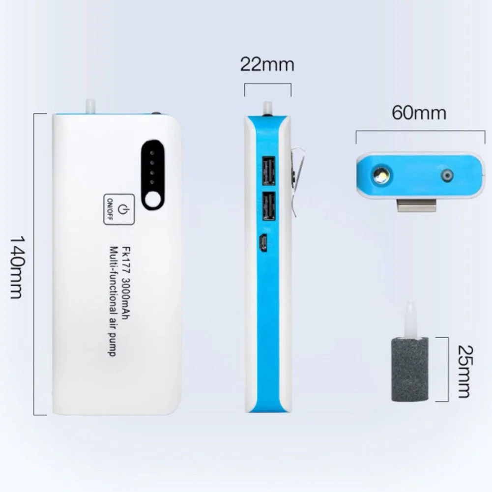 1pc Fishing Aerator Air Pump USB Charging Oxygen Pump Car Oxygenated 14X6X2.2cm Oxygen Compressor Fishing Tools