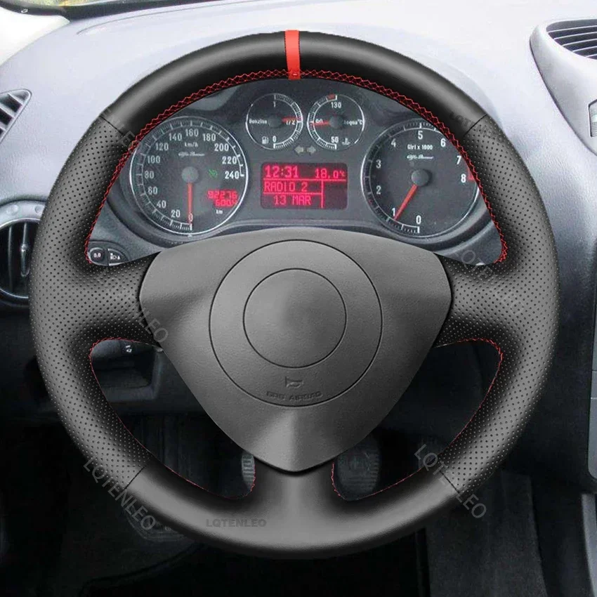 Black Artificial Leather Steering Wheel Cover for Alfa Romeo 147 156 GT 2000 2001 2002 2003 2004 2005 2006 2007 2008 2009 2010