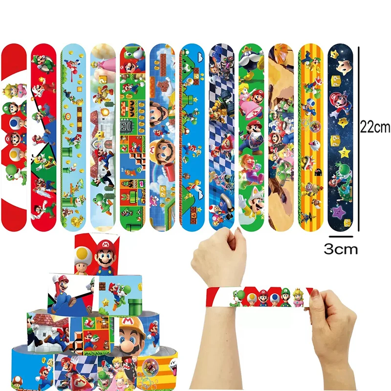 Mario Bros Sonic The Hedgehog Wrist Strap Children Clap Ring Slap Bracelets Kids Snapping Rings Toy Birthday Gift Party Product